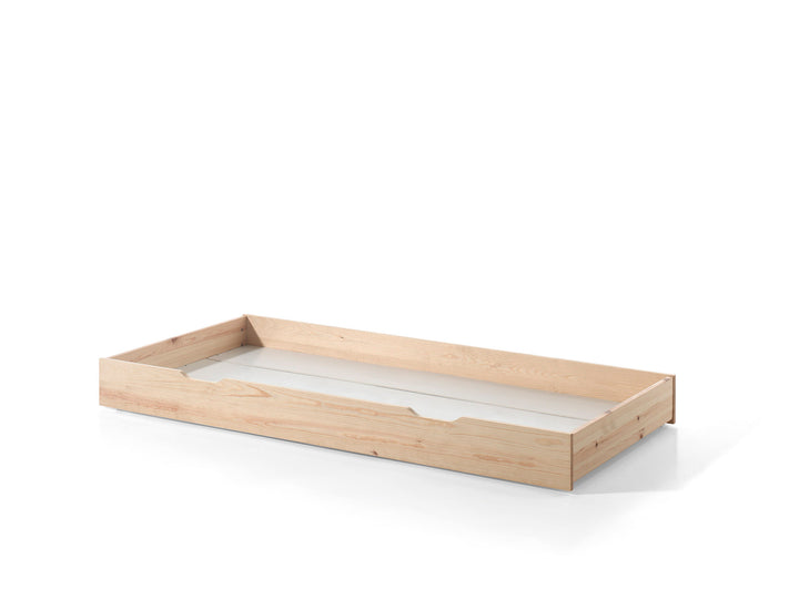 Natural Tipi Single Bed with Fence and Drawer - Jellybean 