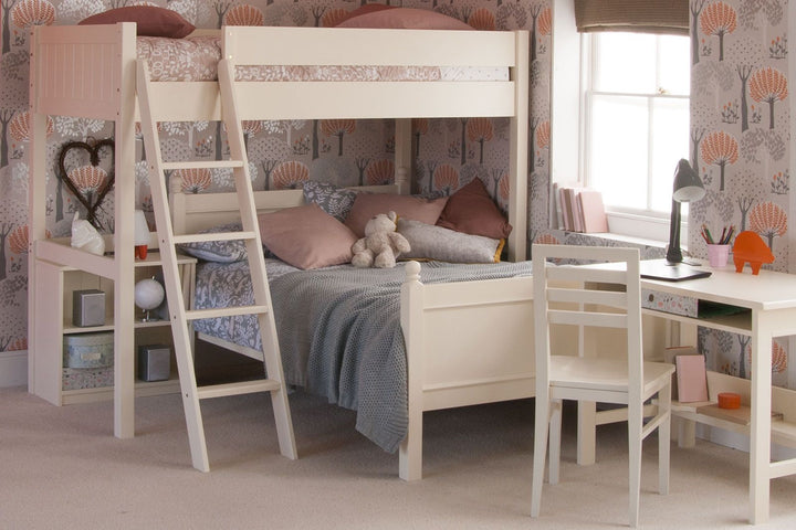 Little Folks Furniture - Fargo High Sleeper with 4ft Double - Ivory - Jellybean 
