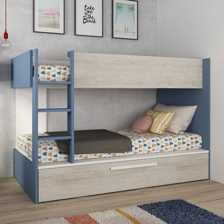 Trasman Jules Bunk Bed with Trundle Smokey Blue - Jellybean 