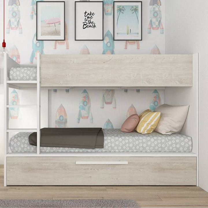 Trasman Jules Bunk Bed with Trundle White - Jellybean 
