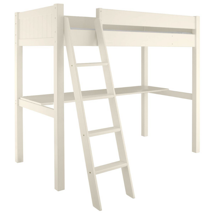 Little Folks Furniture - Fargo High Sleeper with Full Length Desk - Ivory White - Jellybean 
