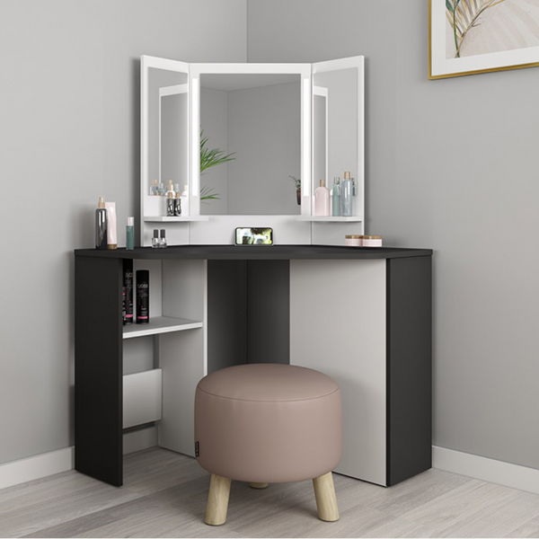 Trasman Vanity Chic Desk in Grey/ White - Jellybean 