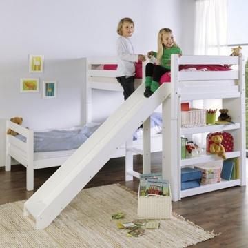Kidz Beds Beni L Bunk Bed w/ Slide in White (5894323634329)