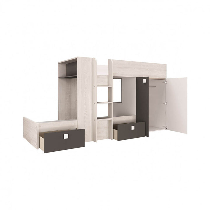Antracite Pino Bunk Beds Antracite with Wardrobe and Storage by Trasman (5894304071833)