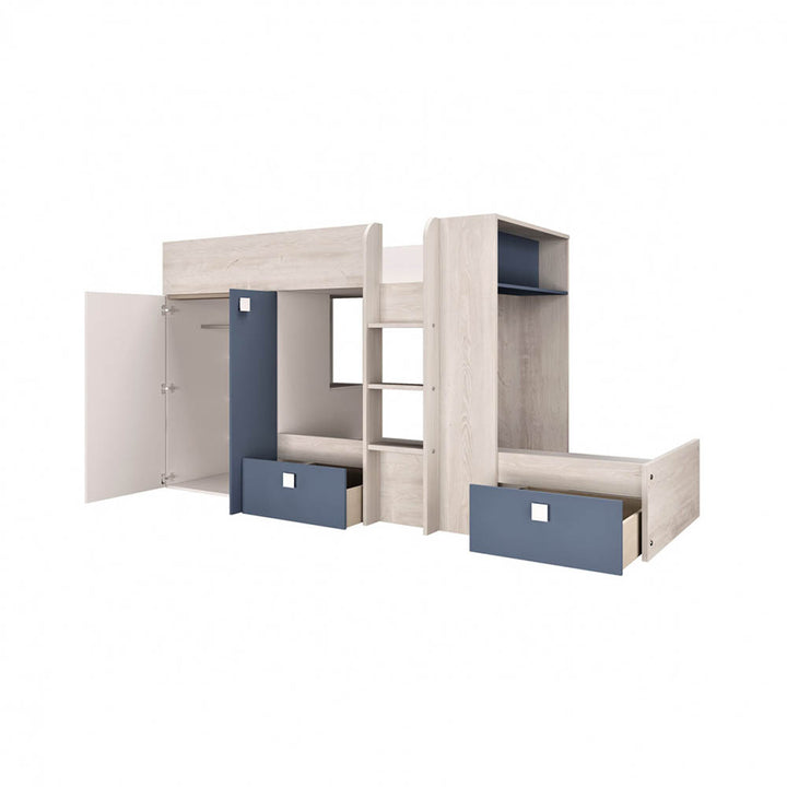 Smokey Blue Bunk Beds with Wardrobe and Storage by Trasman (5894304006297)