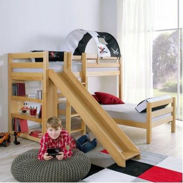 Kidz Beds Beni L Bunk Bed w/ Slide in Beech (5894323667097)