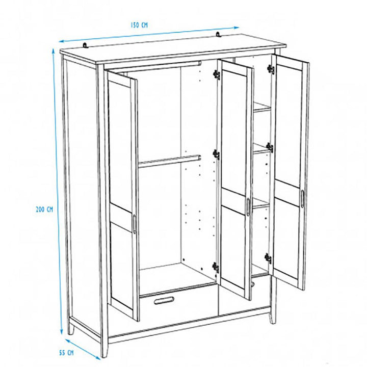 Kidz Beds San Pedro 3 Door Wardrobe (6696349991065)