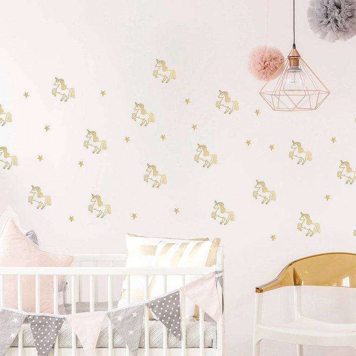 Pom - Wall Stickers - Gold Unicorns (5945520586905)